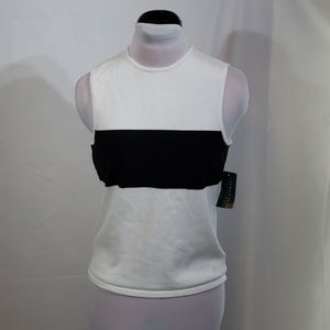 NWT Ralph Lauren Black and White Sleeveless Top S